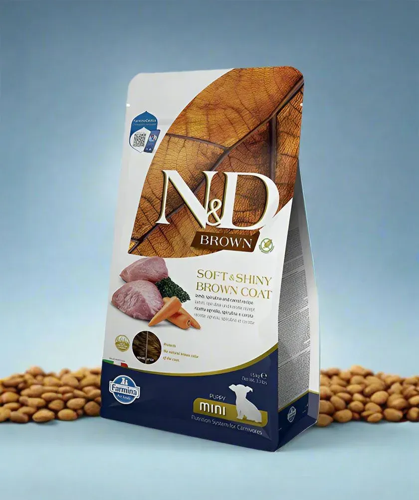 פרמינה N&D בראון לגורים מגזע קטן — טלה, ספירולינה וגזר